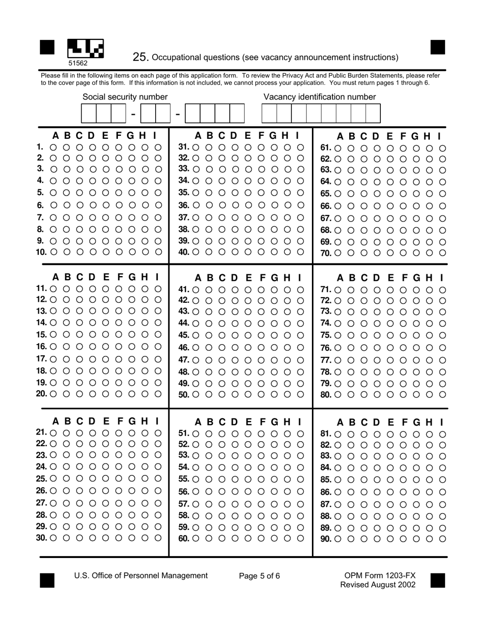 OPM Form 1203-FX - Fill Out, Sign Online and Download Fillable PDF ...