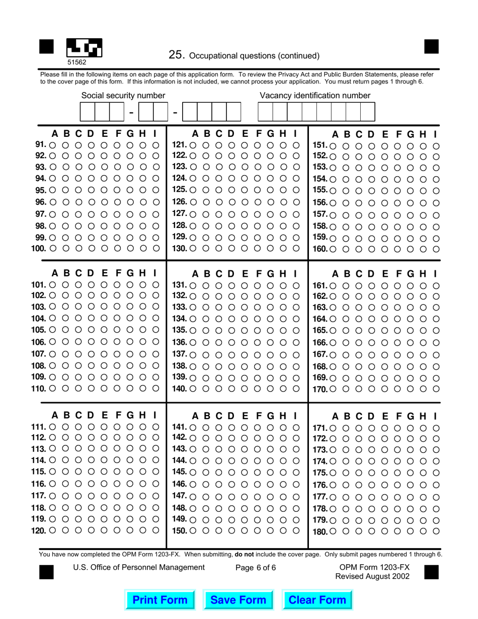 OPM Form 1203-FX Occupational Questionnaire, Page 7