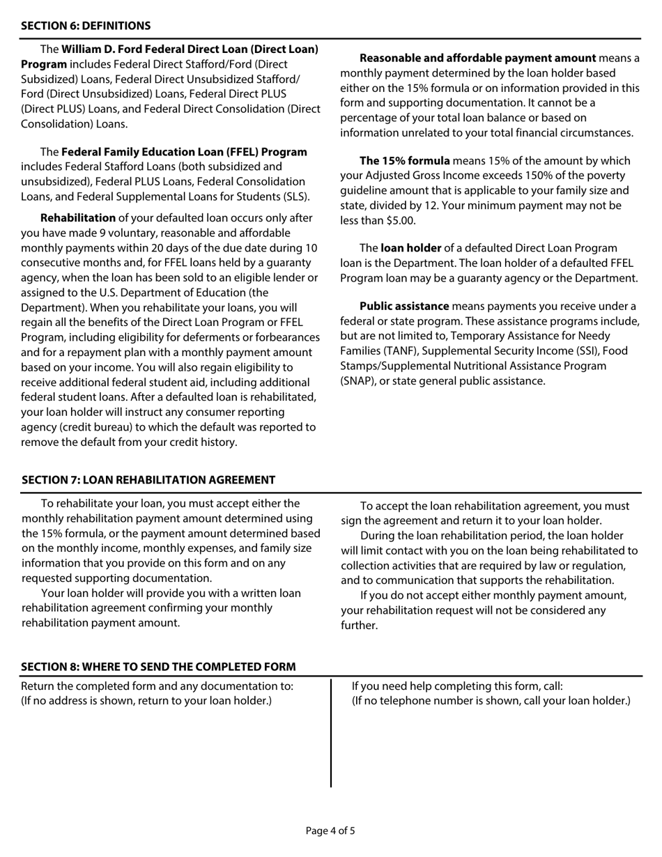 Loan Rehabilitation: Income and Expense Information, Page 4