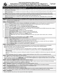 Form 447-NC Application for Beginner's Permit, Driver's License, or Identification Card - South Carolina, Page 3