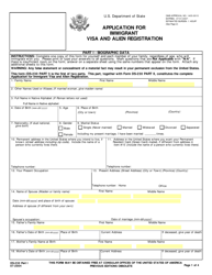 Document preview: Form DS-230 Application for Immigrant Visa and Alien Registration