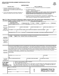Document preview: Form H-6B Application for Replacement Certificate of Title - Connecticut