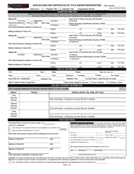 Form 411007 &quot;Application for Certificate of Title and/or Registration&quot; - Iowa