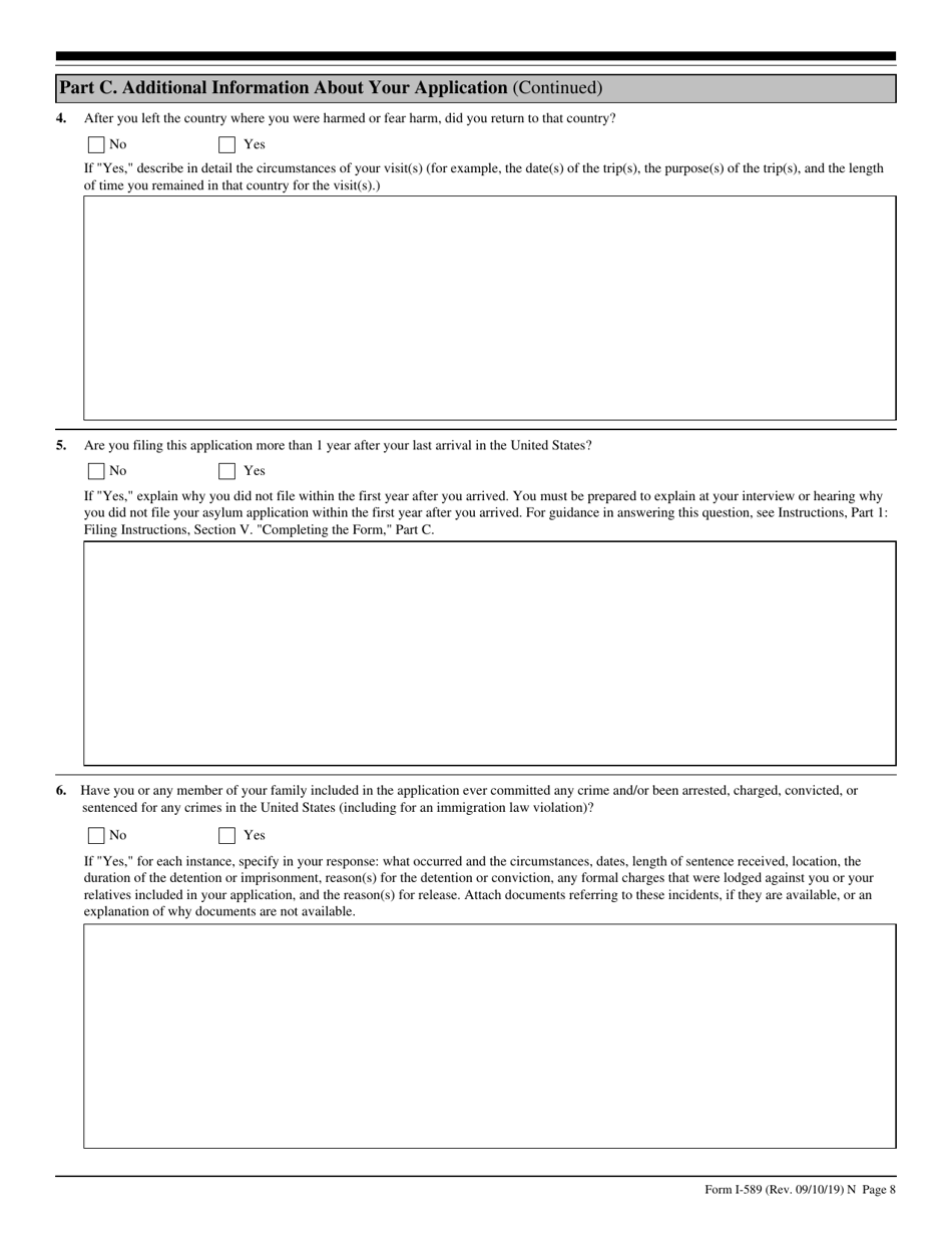 USCIS Form I-589 Application for Asylum and for Withholding of Removal, Page 8
