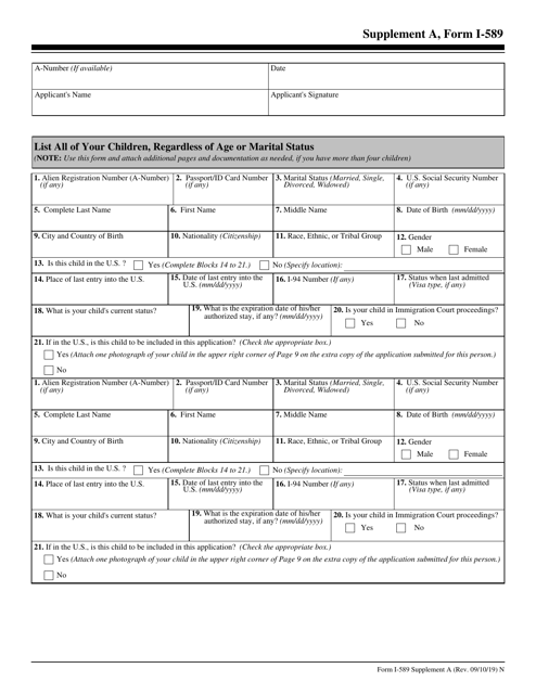 Form I 589 Supplement A Fill Out Sign Online And Download Fillable 