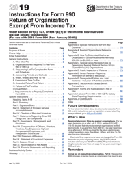 Instructions for IRS Form 990 &quot;Return of Organization Exempt From Income Tax&quot;, 2019