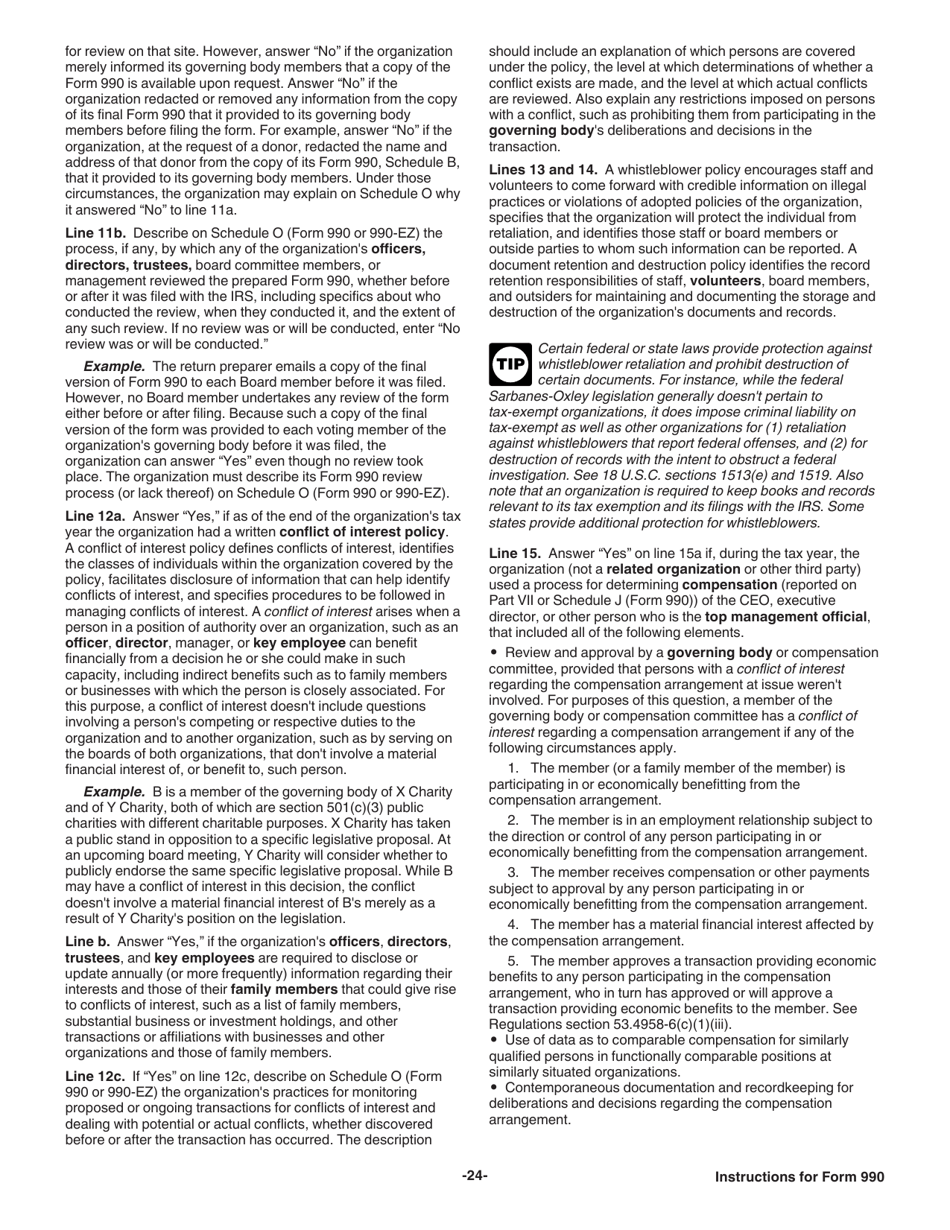 Instructions for IRS Form 990 Return of Organization Exempt From Income Tax, Page 24