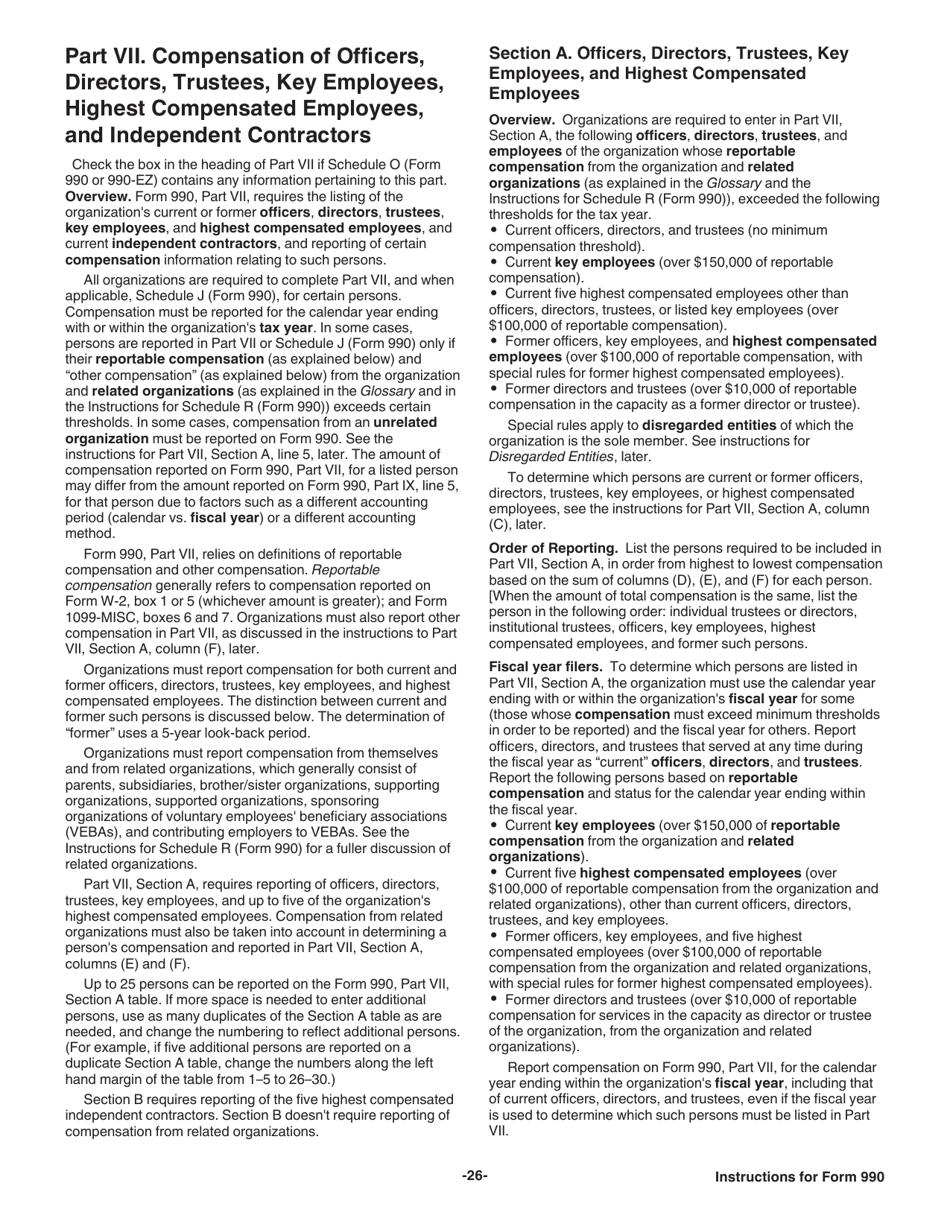 Instructions for IRS Form 990 Return of Organization Exempt From Income Tax, Page 26