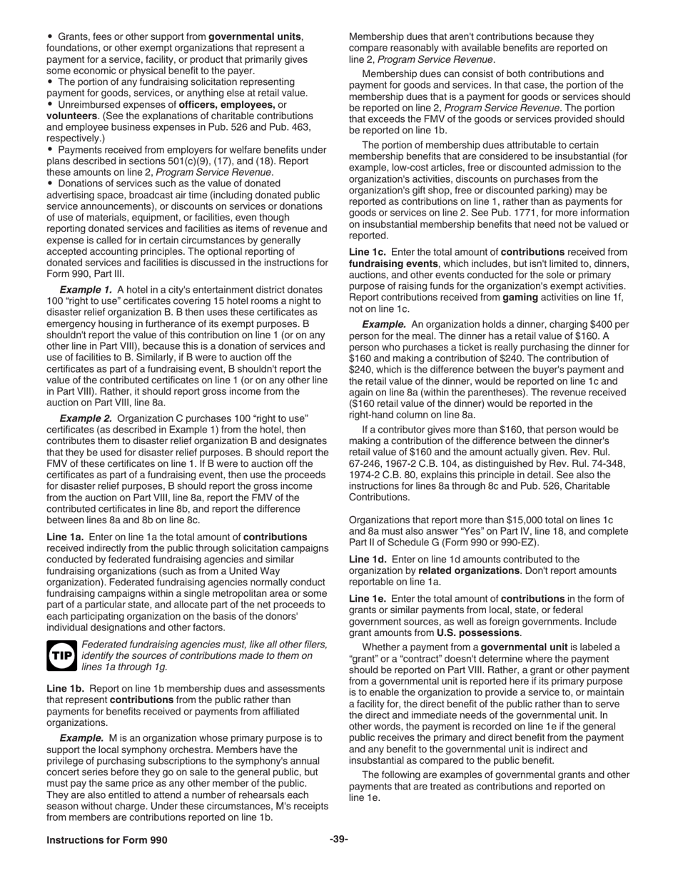 Instructions for IRS Form 990 Return of Organization Exempt From Income Tax, Page 39