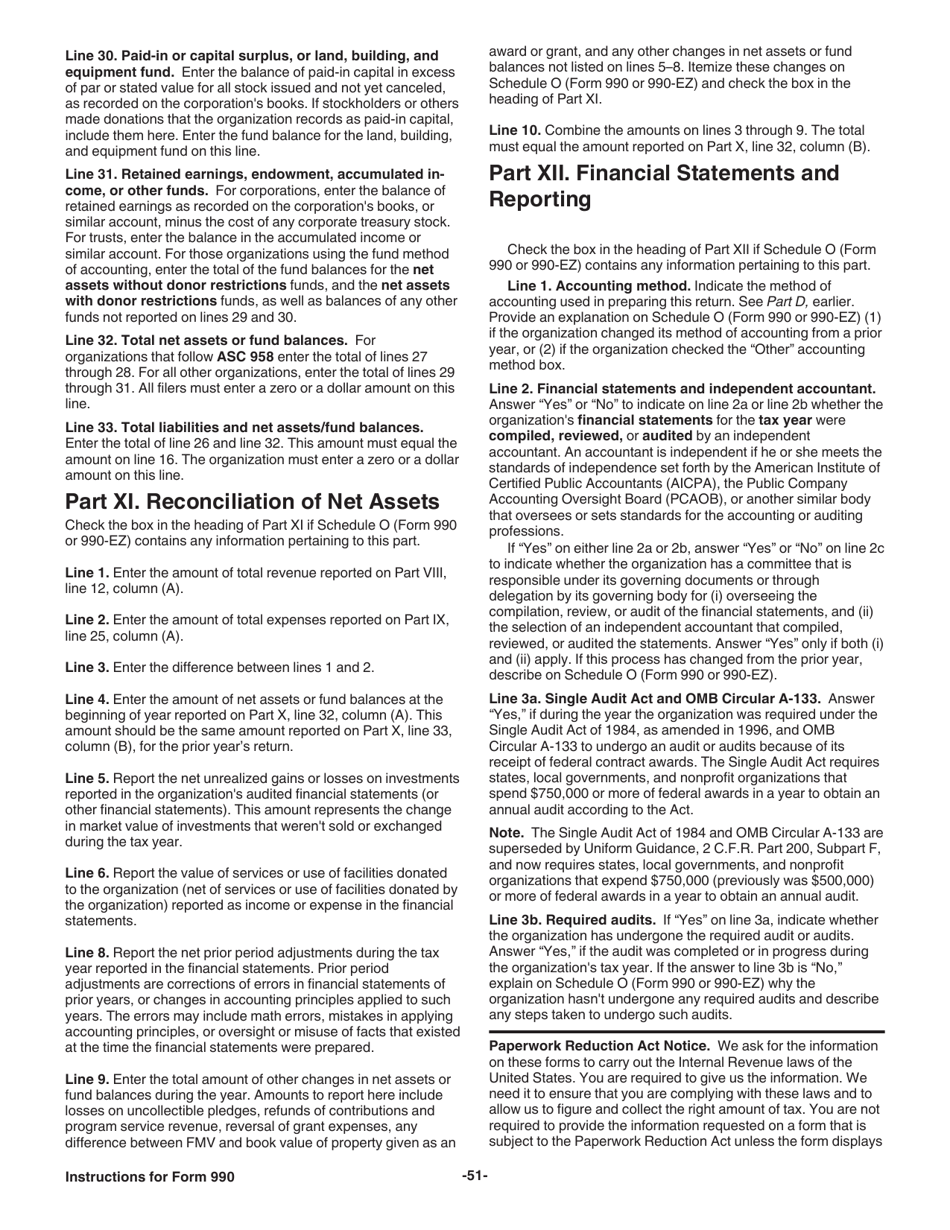 Instructions for IRS Form 990 Return of Organization Exempt From Income Tax, Page 51