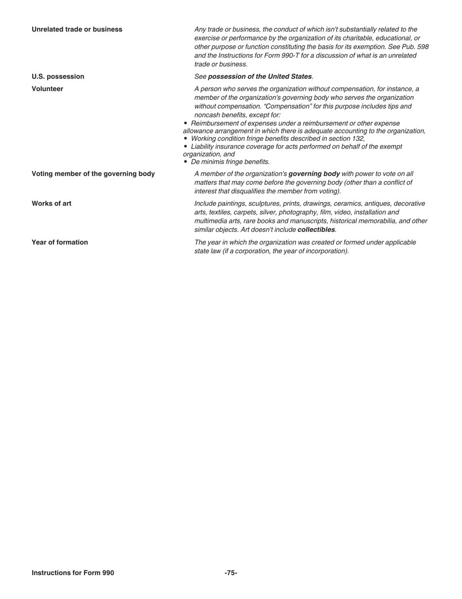 Instructions for IRS Form 990 Return of Organization Exempt From Income Tax, Page 75