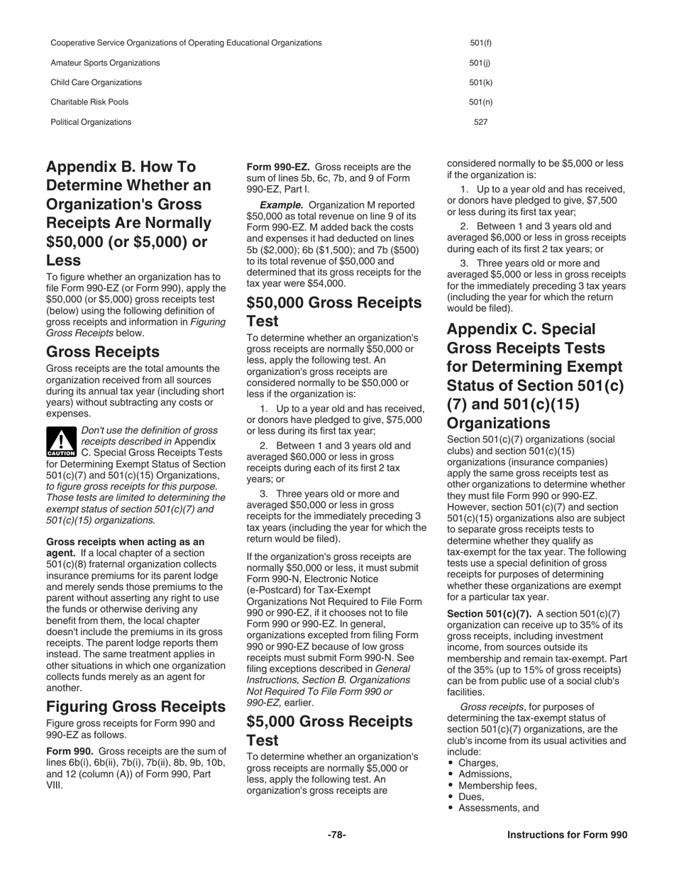 Instructions for IRS Form 990 Return of Organization Exempt From Income Tax, Page 78