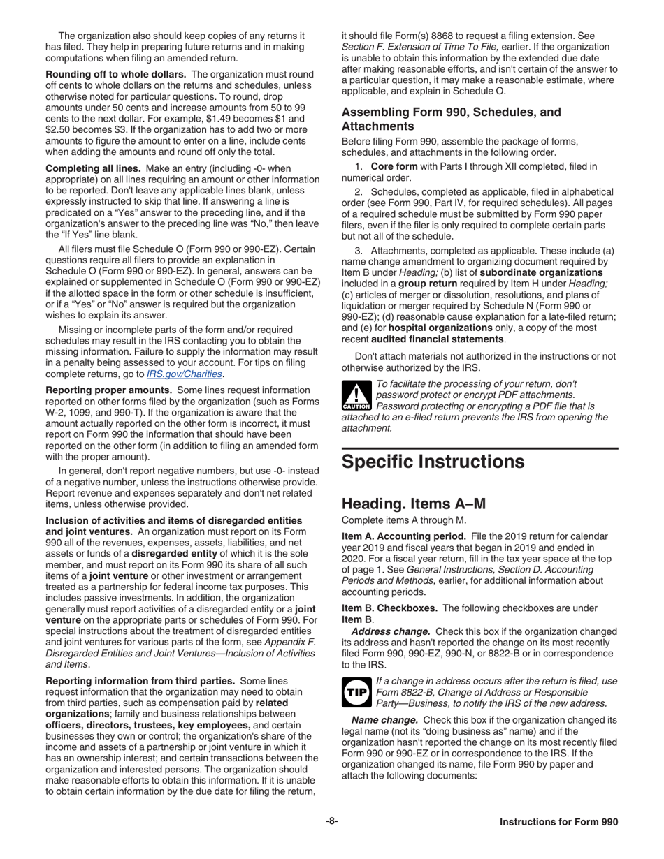 Instructions for IRS Form 990 Return of Organization Exempt From Income Tax, Page 8