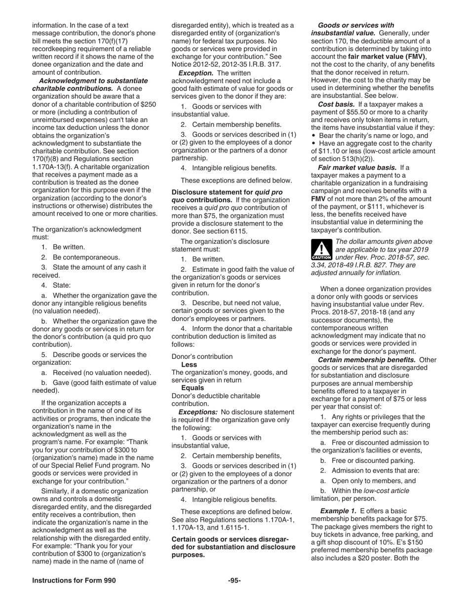 Instructions for IRS Form 990 Return of Organization Exempt From Income Tax, Page 95