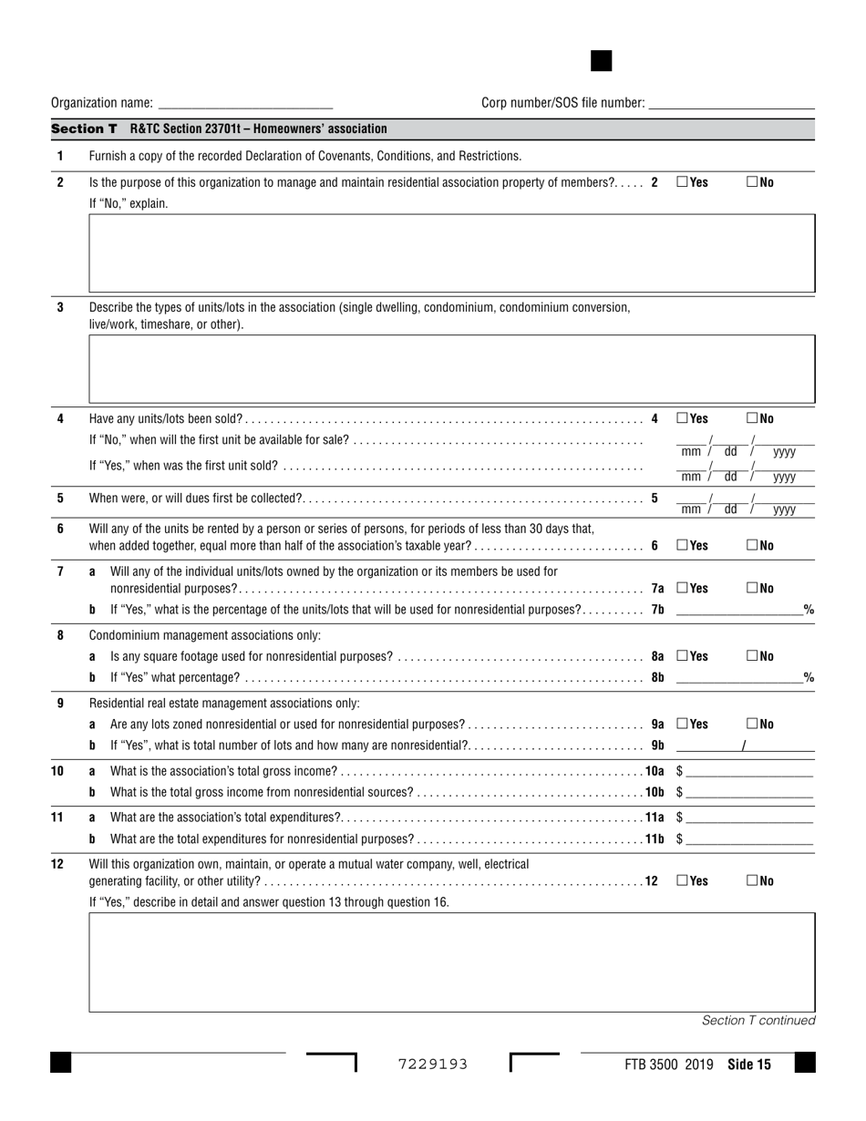 Form FTB3500 Exemption Application - California, Page 15