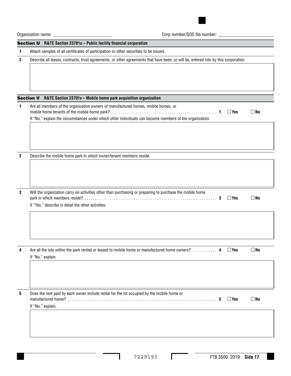 Form FTB3500 Exemption Application - California, Page 17