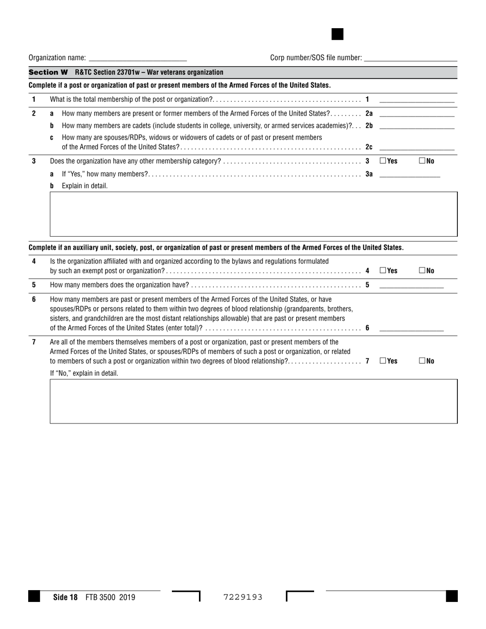 Form FTB3500 Exemption Application - California, Page 18