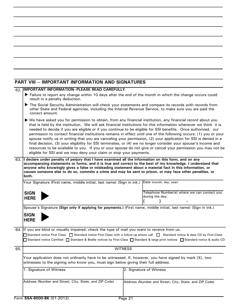 Form SSA-8000-BK Application for Supplemental Security Income (Ssi), Page 21