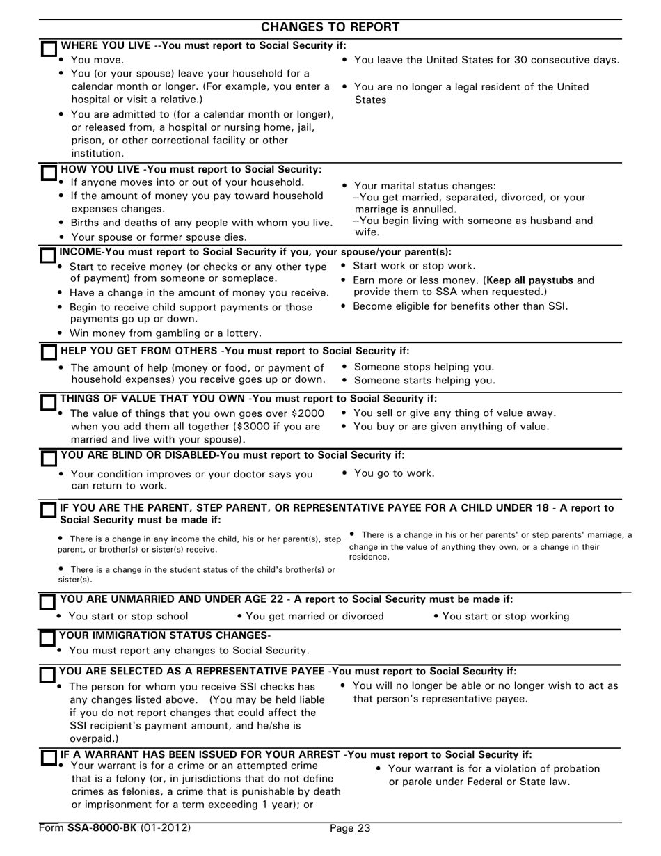 Form SSA-8000-BK Application for Supplemental Security Income (Ssi), Page 23