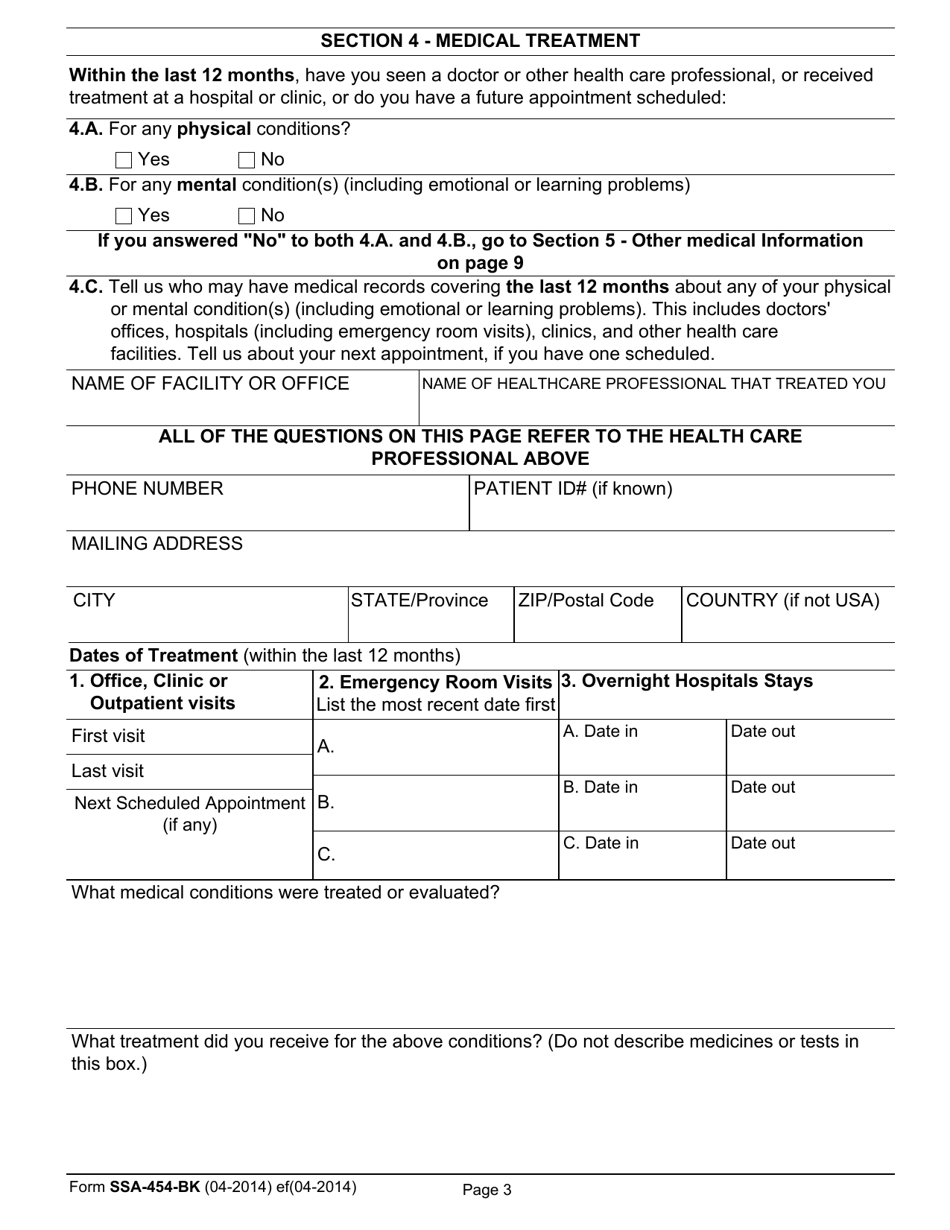 Form SSA-454-BK Continuing Disability Review Report, Page 5