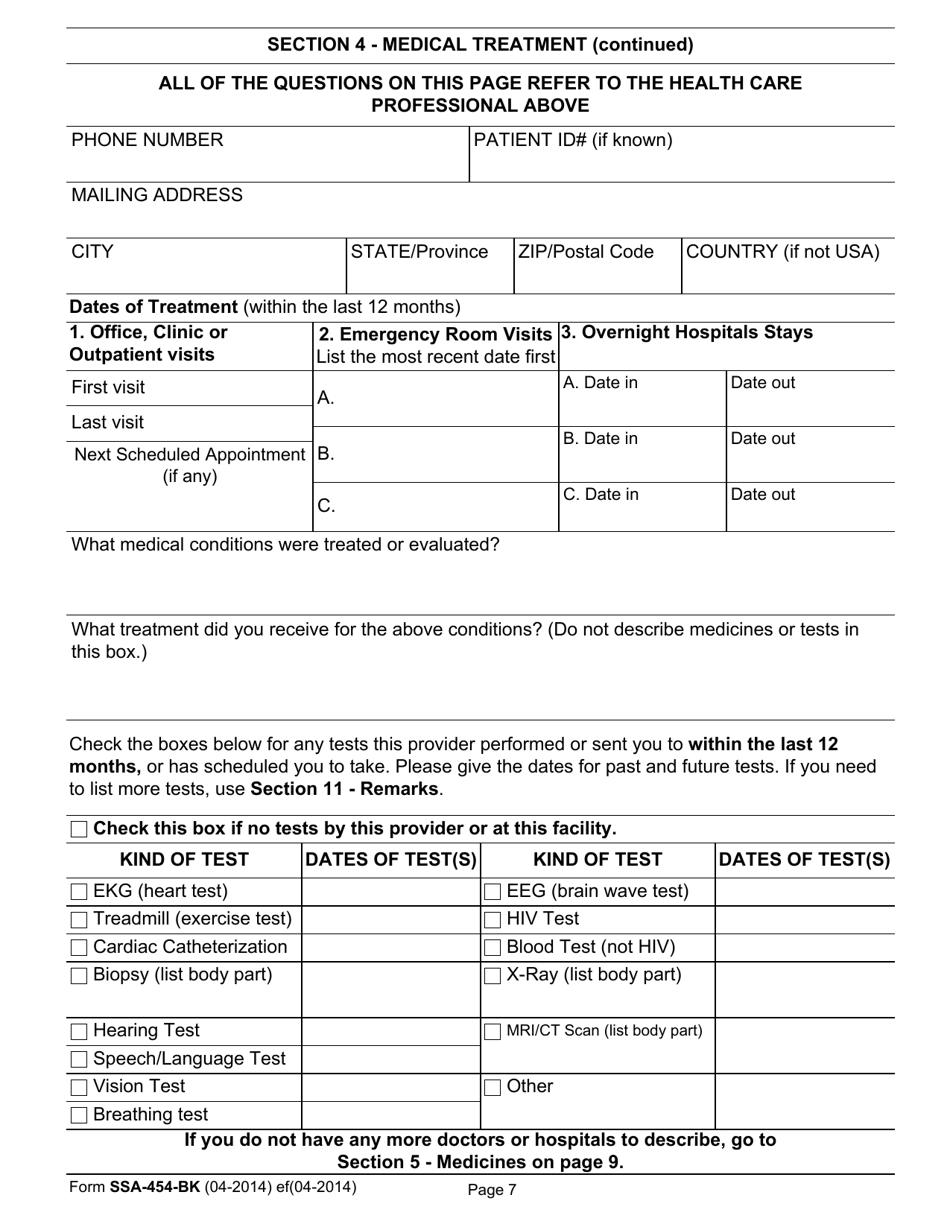 Form SSA-454-BK Continuing Disability Review Report, Page 9