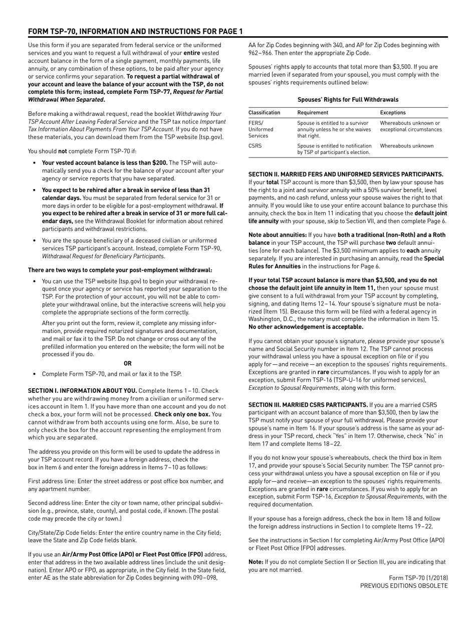 Form Tsp 70 Fill Out Sign Online And Download Printable Pdf