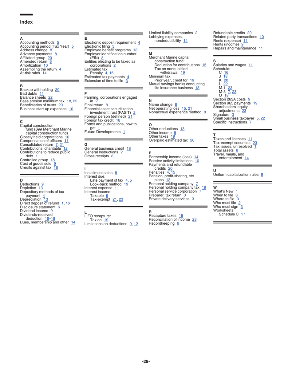 Instructions for IRS Form 1120 U.S. Corporation Income Tax Return, Page 29