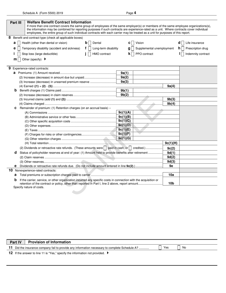 Form 5500 Schedule A Insurance Information, Page 4