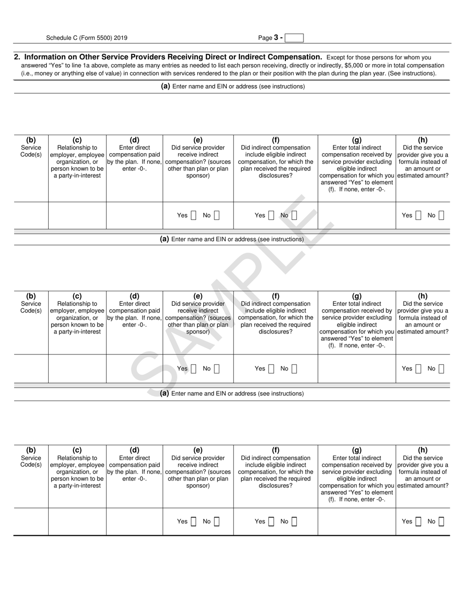 Form 5500 Schedule C Service Provider Information, Page 3