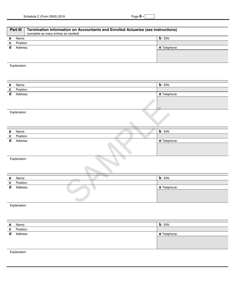 Form 5500 Schedule C Service Provider Information, Page 6