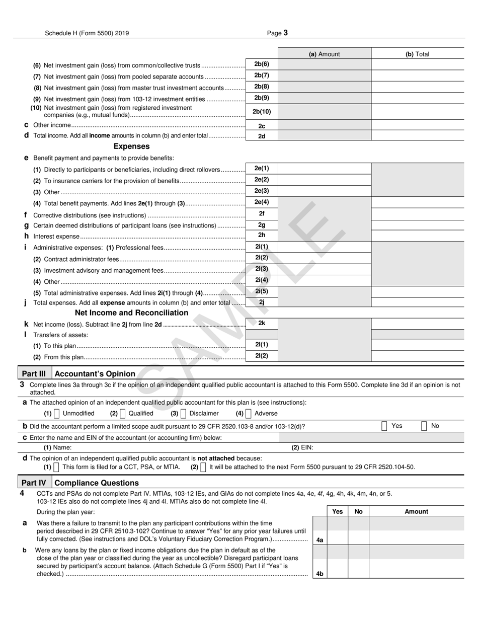 IRS Form 5500 Schedule H 2019 Fill Out, Sign Online and Download