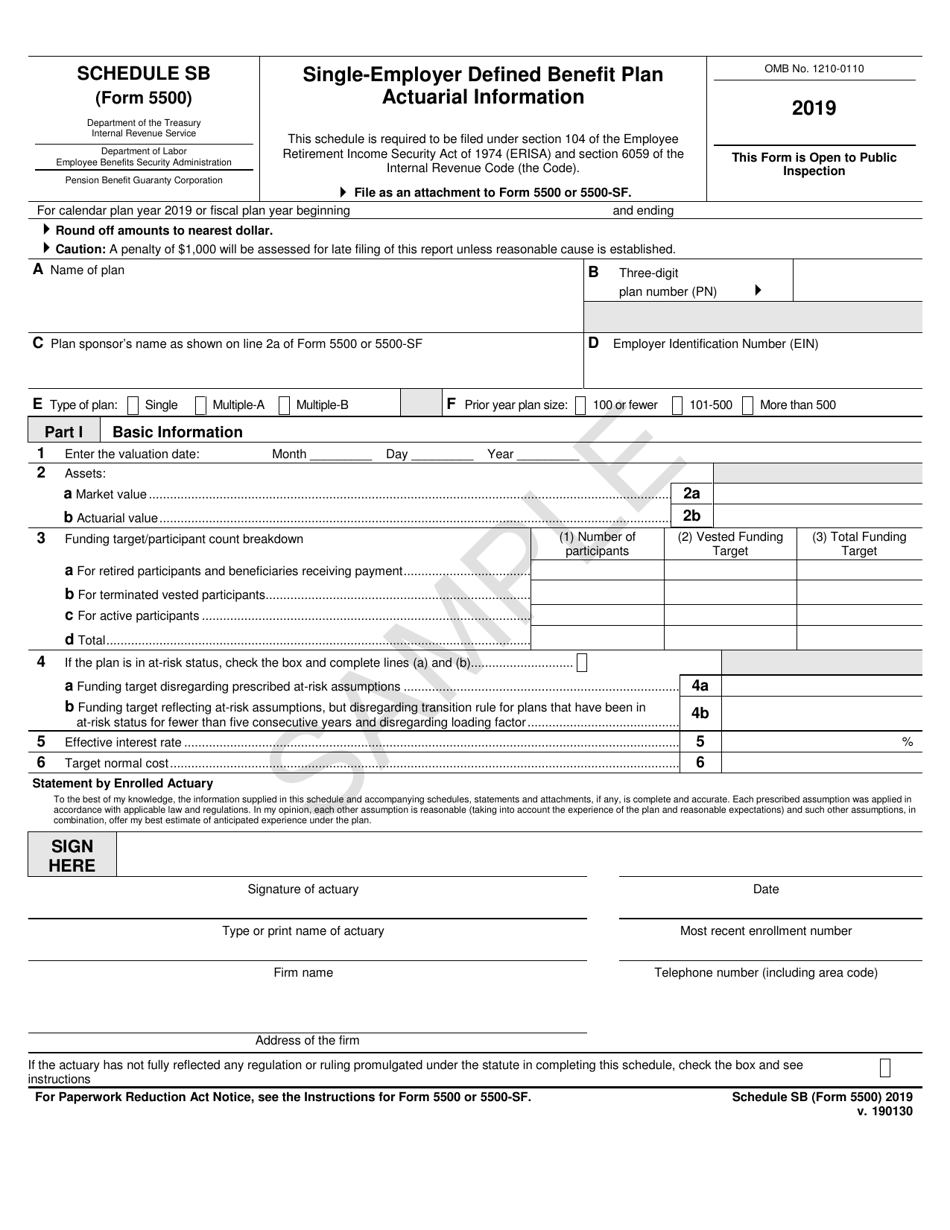 IRS Form 5500 Schedule SB Download Fillable PDF Or Fill Online Single 