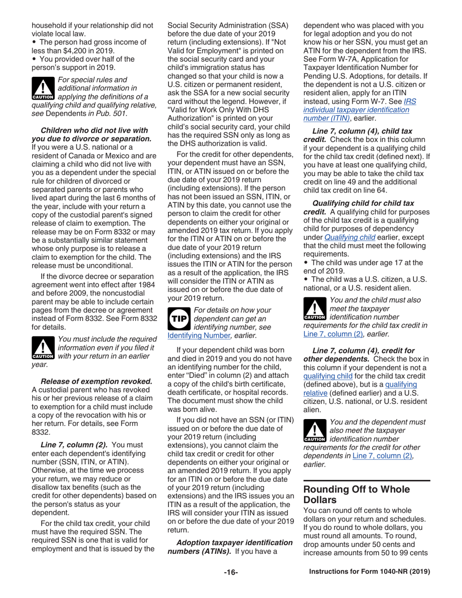 Instructions for IRS Form 1040-NR U.S. Nonresident Alien Income Tax Return, Page 16