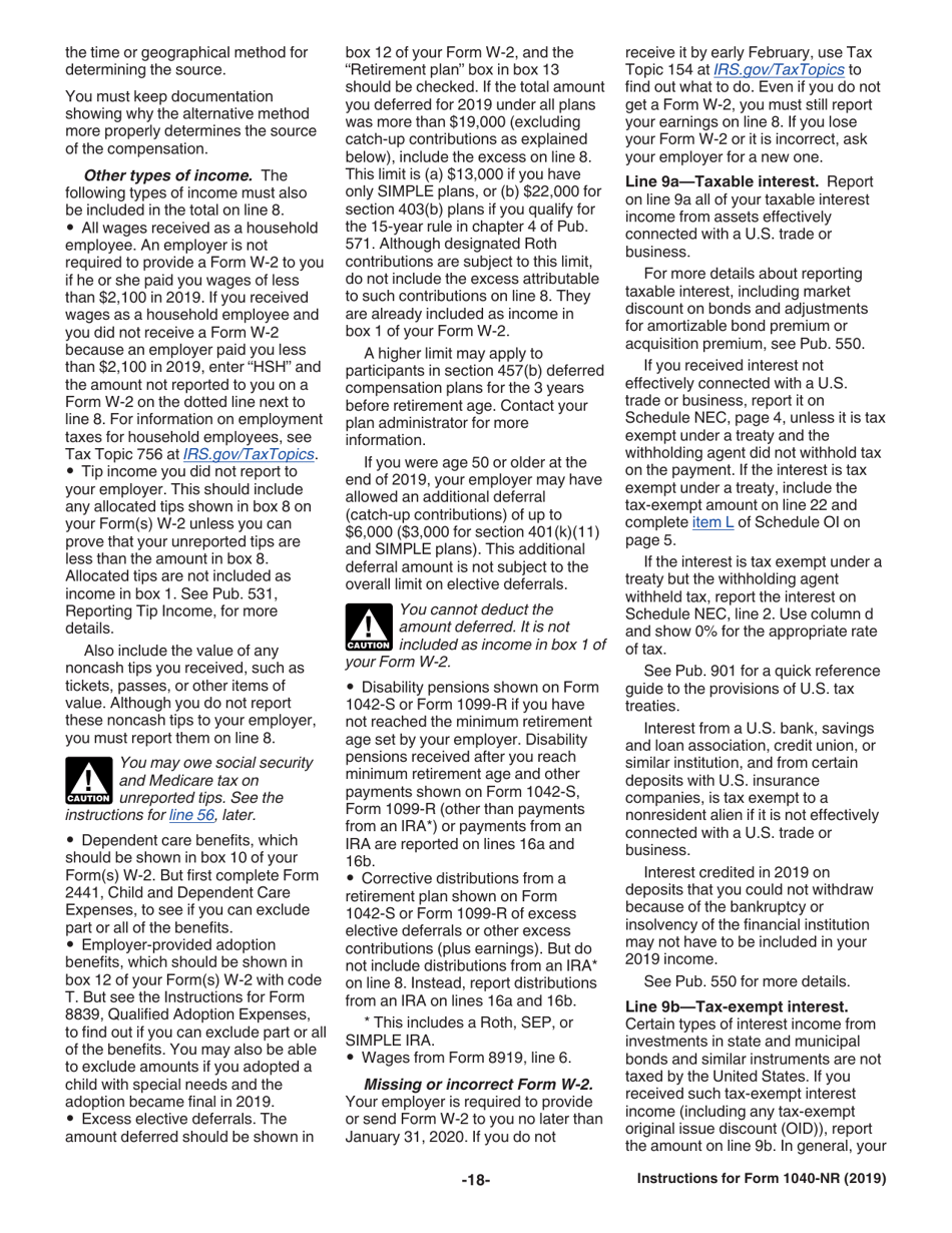 Instructions for IRS Form 1040-NR U.S. Nonresident Alien Income Tax Return, Page 18