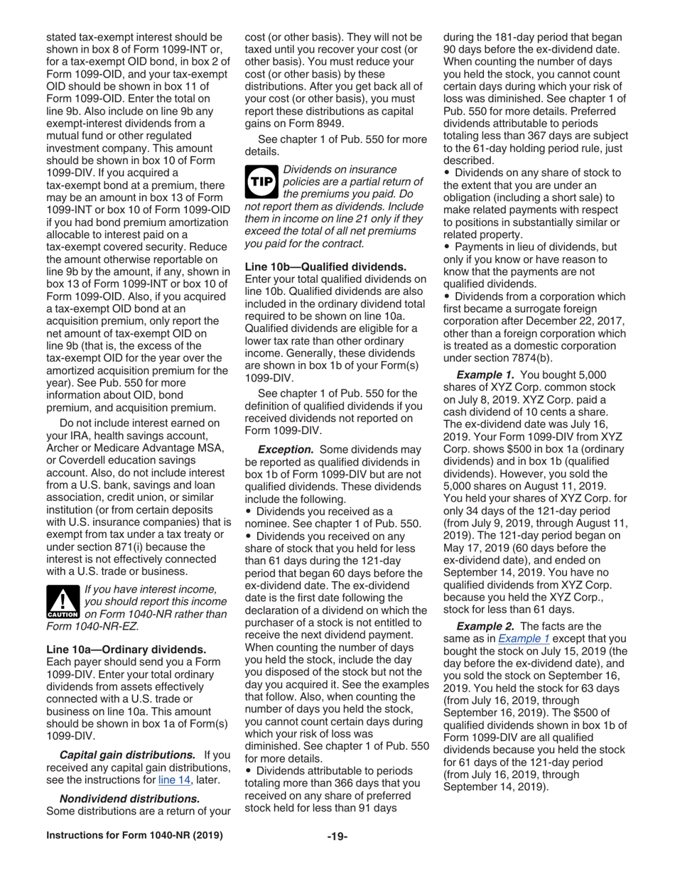 Instructions for IRS Form 1040-NR U.S. Nonresident Alien Income Tax Return, Page 19