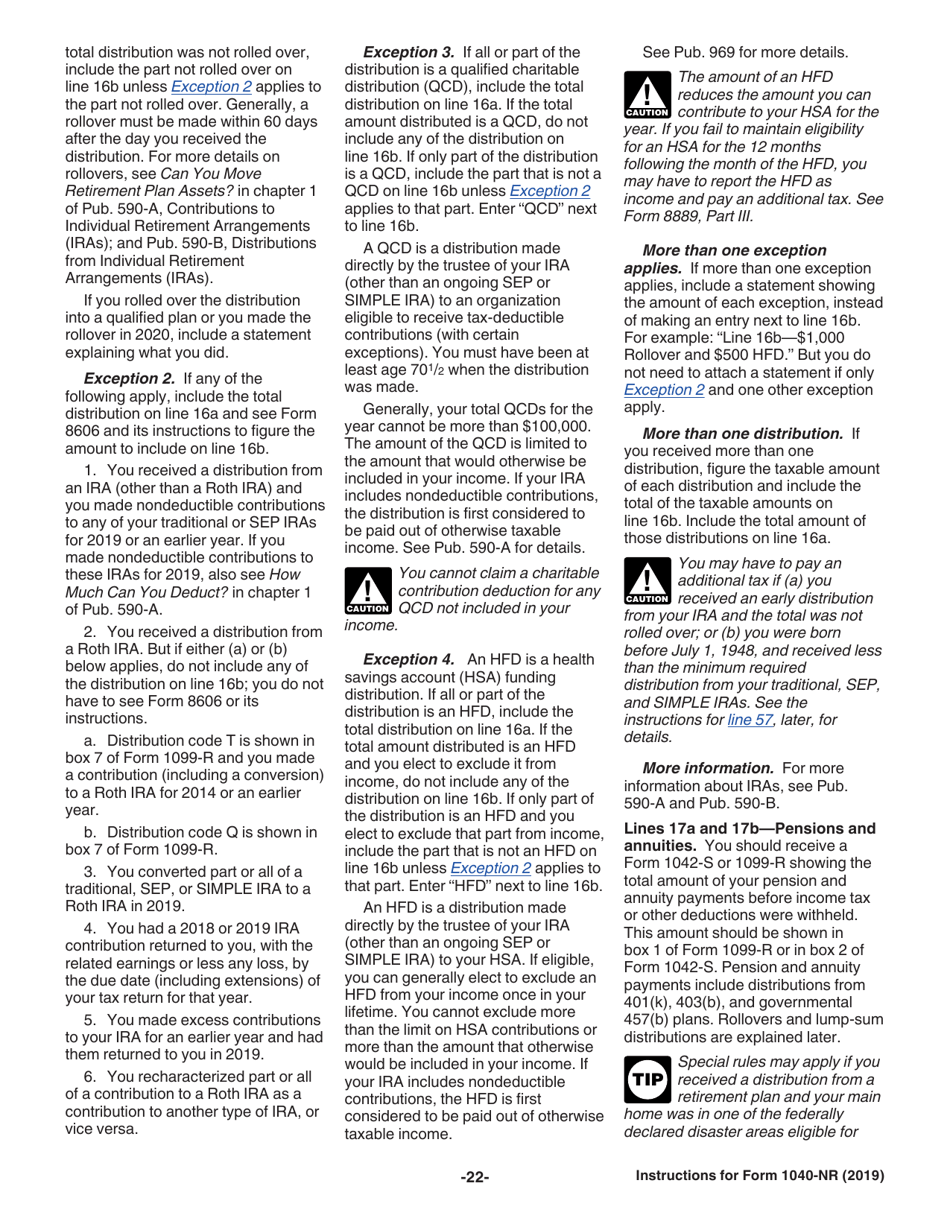 Instructions for IRS Form 1040-NR U.S. Nonresident Alien Income Tax Return, Page 22