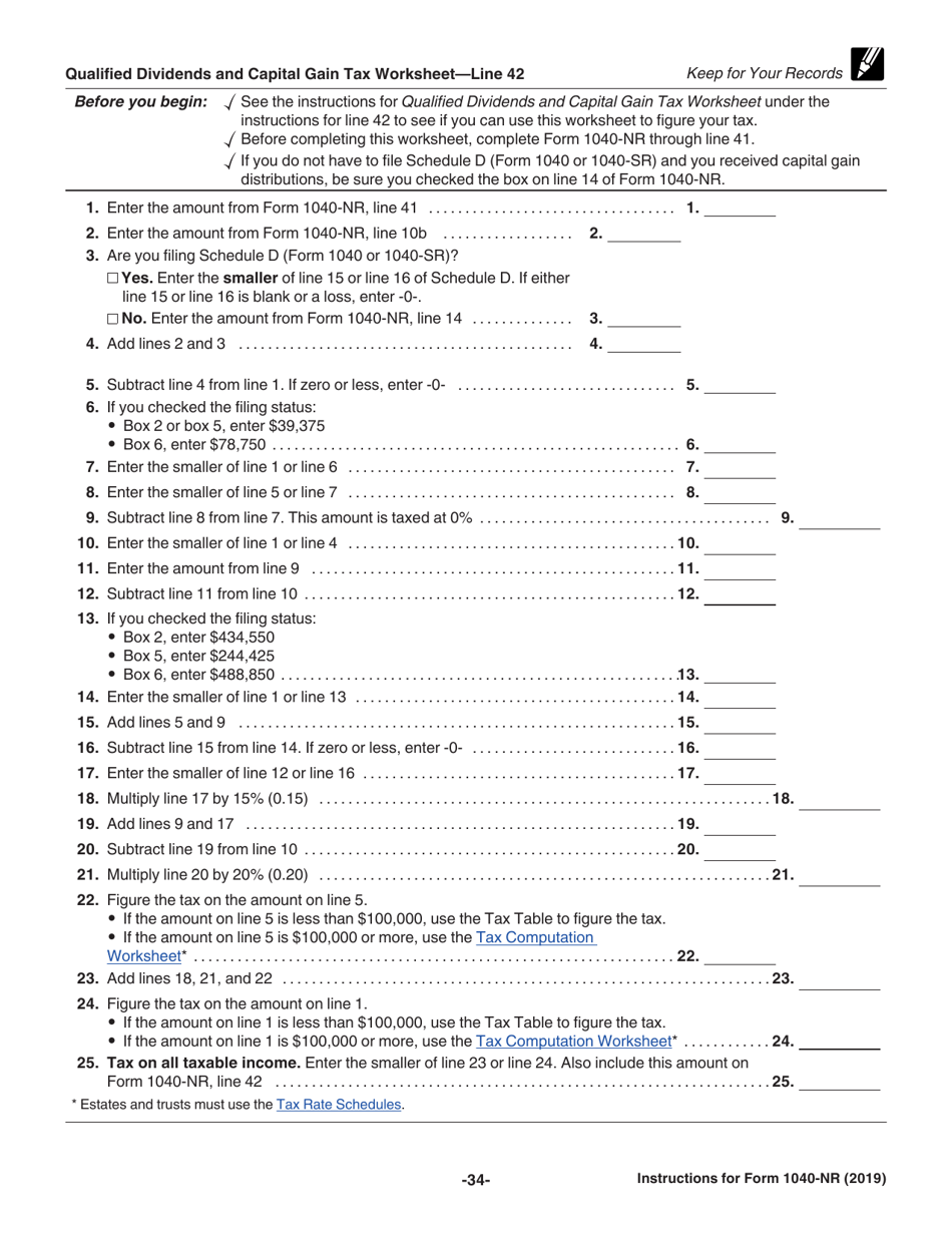 Instructions for IRS Form 1040-NR U.S. Nonresident Alien Income Tax Return, Page 34