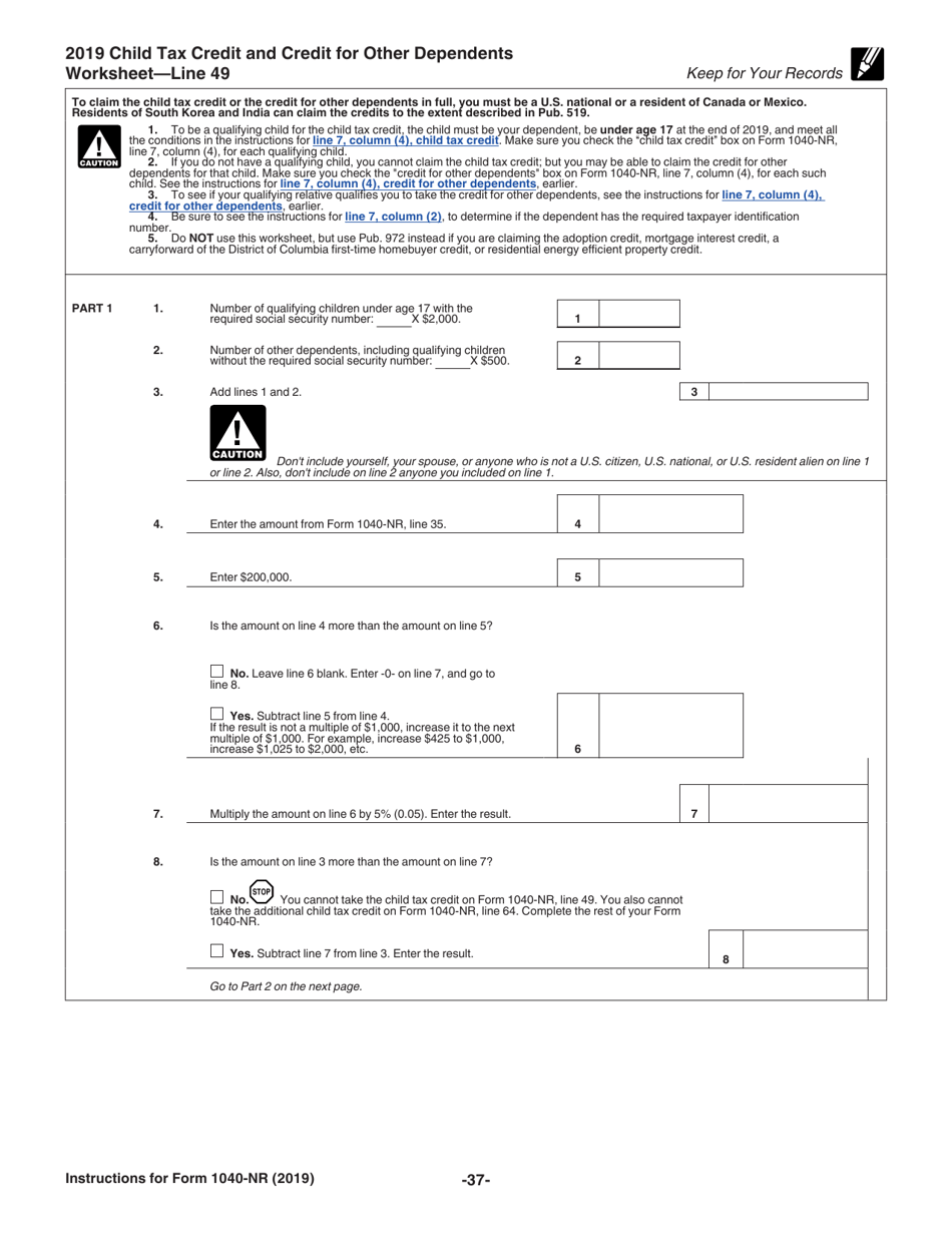 Instructions for IRS Form 1040-NR U.S. Nonresident Alien Income Tax Return, Page 37