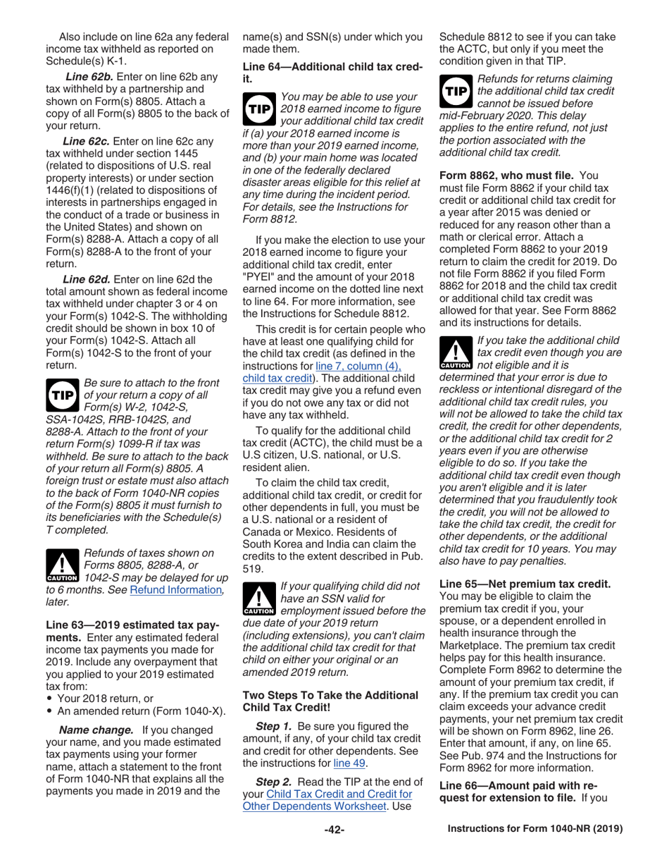 Instructions for IRS Form 1040-NR U.S. Nonresident Alien Income Tax Return, Page 42