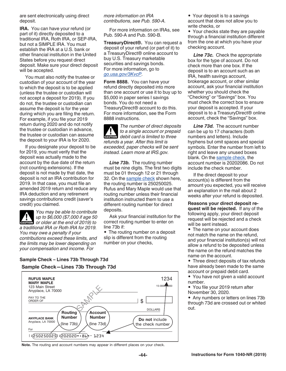 Instructions for IRS Form 1040-NR U.S. Nonresident Alien Income Tax Return, Page 44