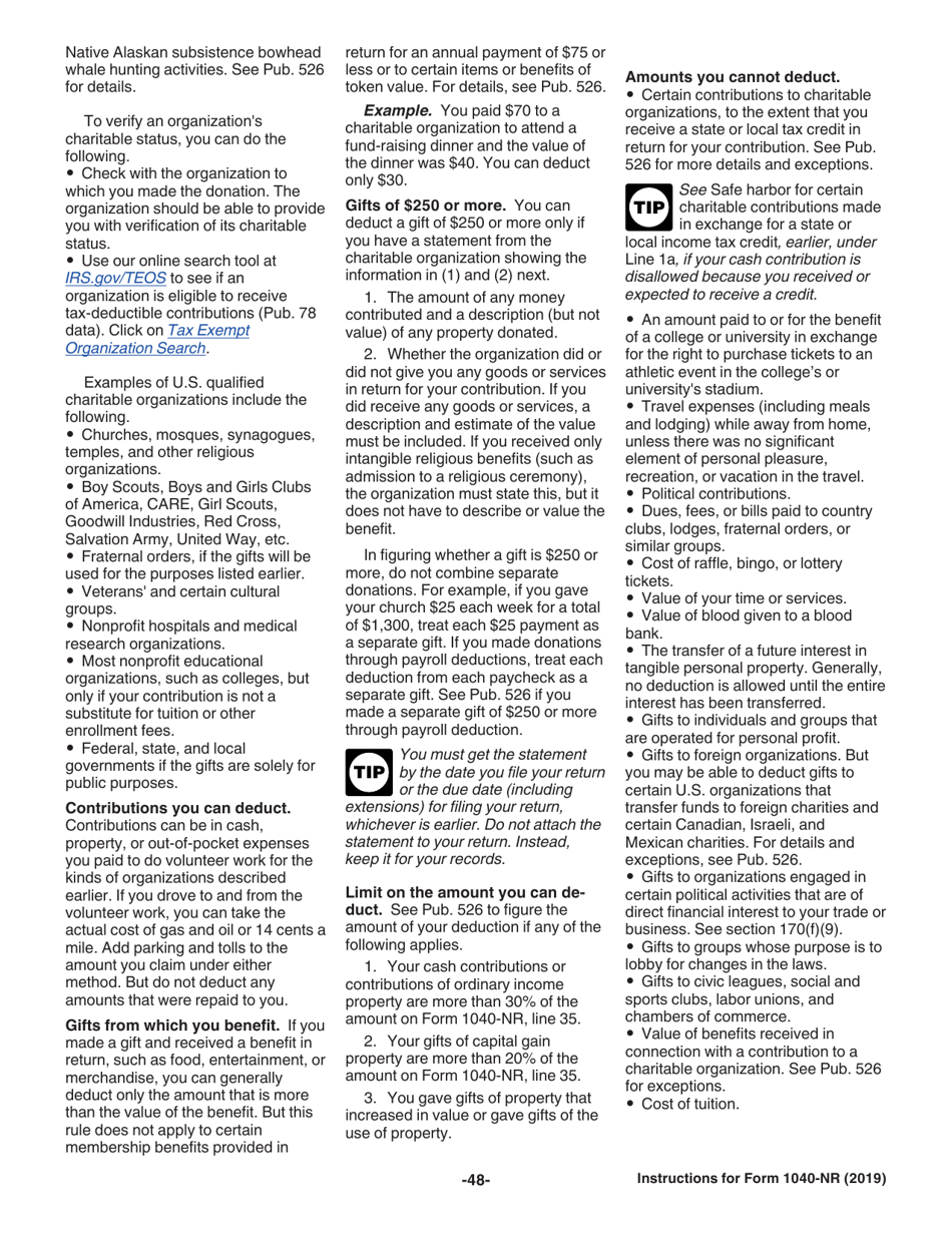 Instructions for IRS Form 1040-NR U.S. Nonresident Alien Income Tax Return, Page 48