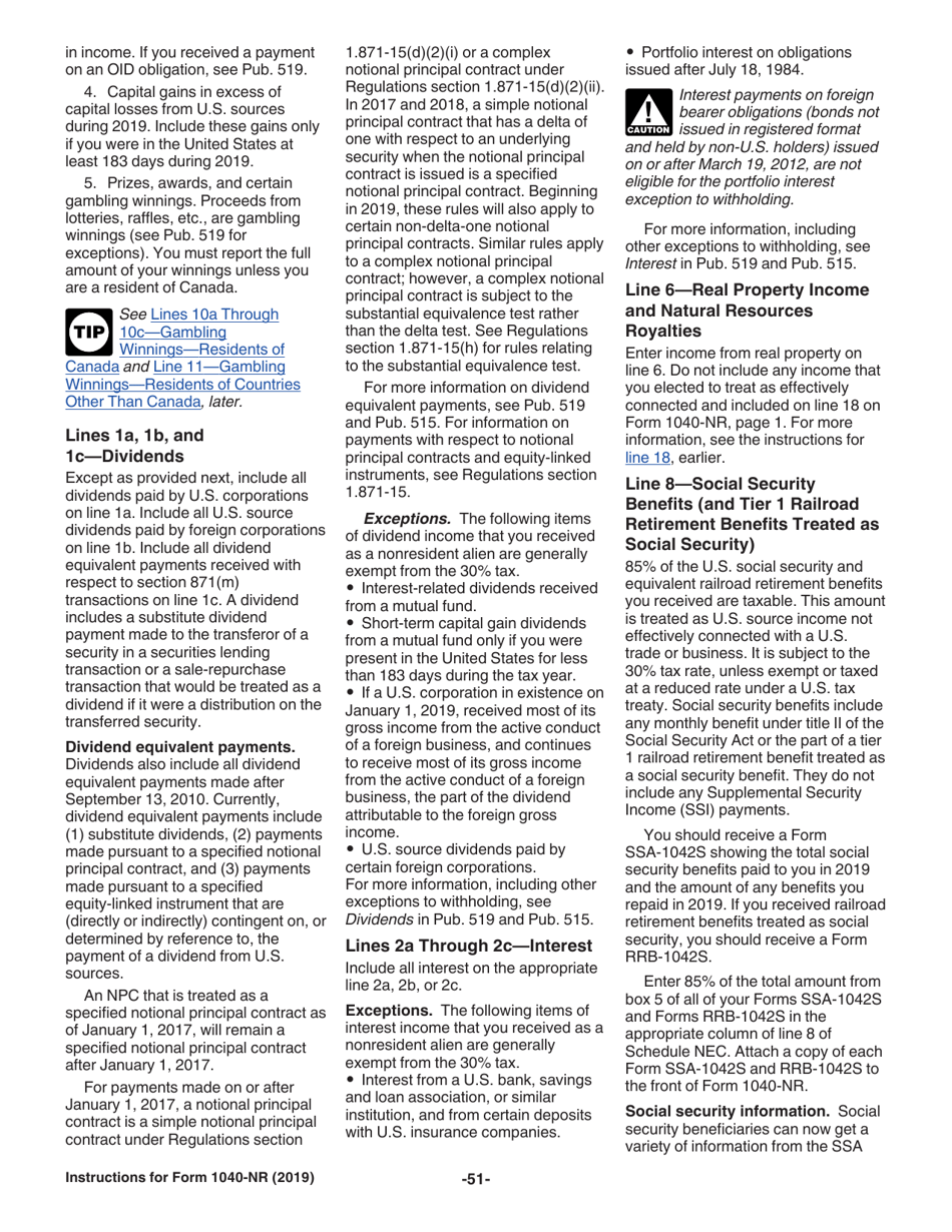 Instructions for IRS Form 1040-NR U.S. Nonresident Alien Income Tax Return, Page 51