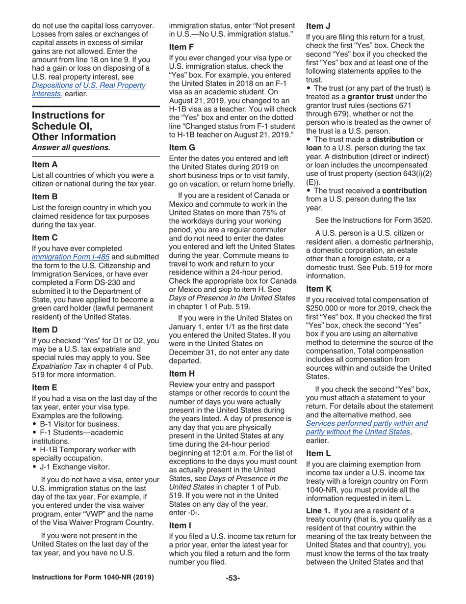 Instructions for IRS Form 1040-NR U.S. Nonresident Alien Income Tax Return, Page 53