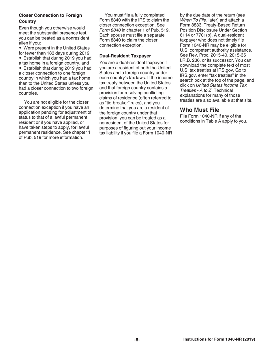 Instructions for IRS Form 1040-NR U.S. Nonresident Alien Income Tax Return, Page 6