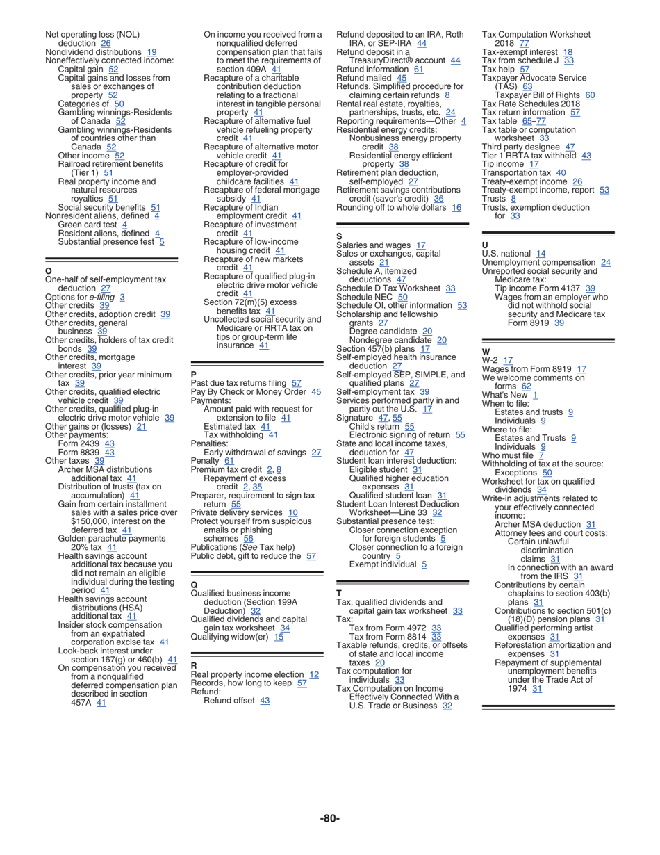 Instructions for IRS Form 1040-NR U.S. Nonresident Alien Income Tax Return, Page 80