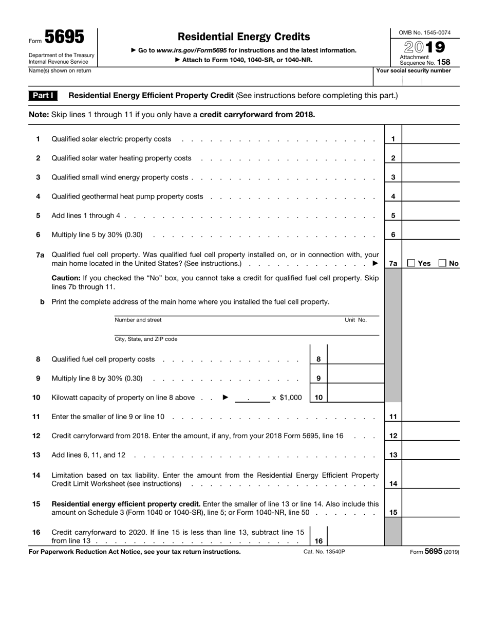 IRS Form 5695 2019 Fill Out, Sign Online and Download Fillable PDF