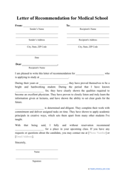&quot;Letter of Recommendation for Medical School Template&quot;
