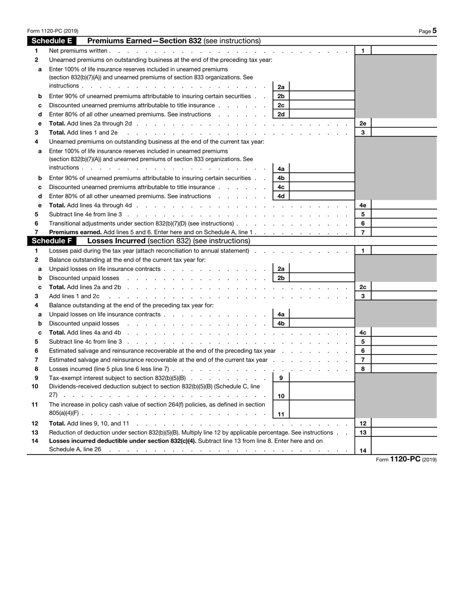 IRS Form 1120-PC U.S. Property and Casualty Insurance Company Income Tax Return, Page 5