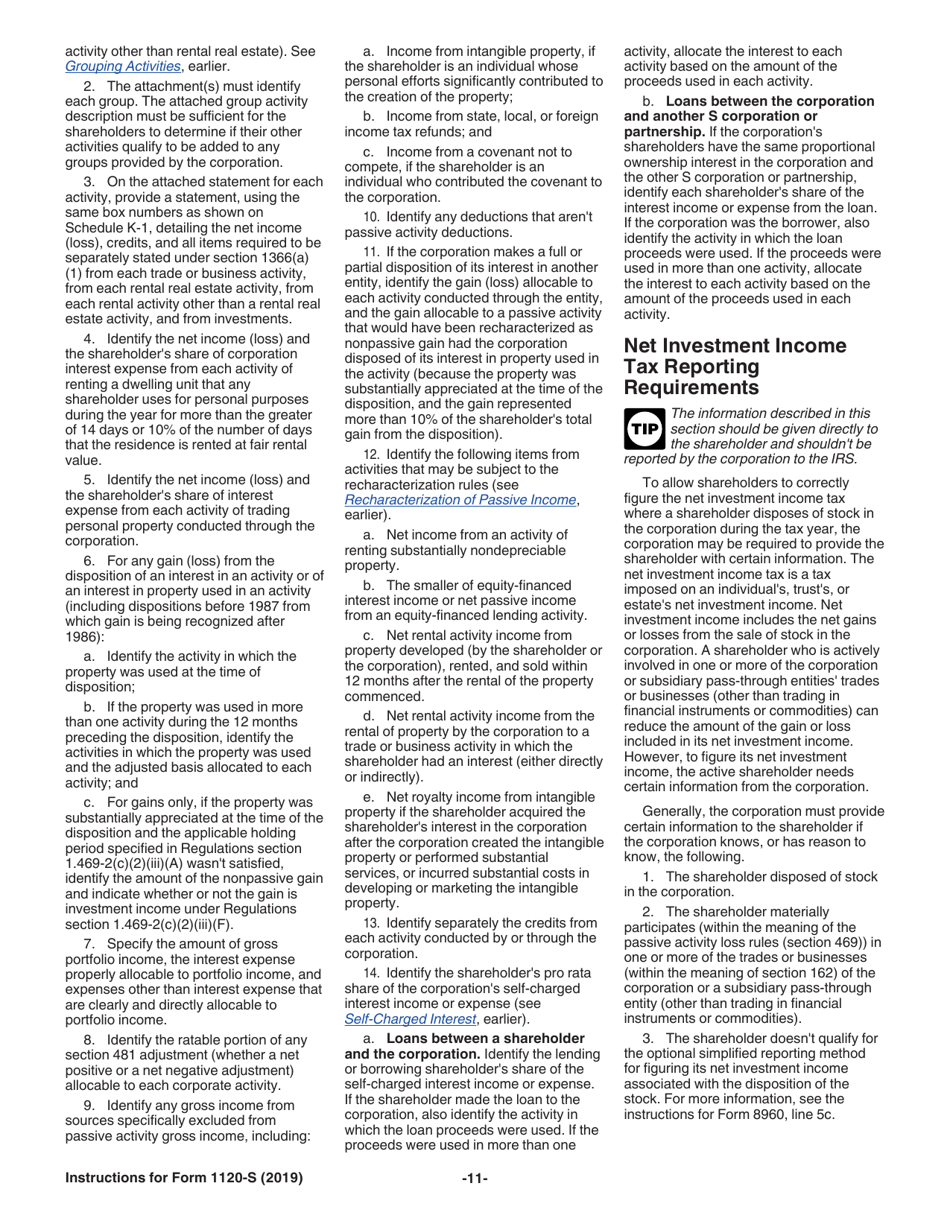 Instructions for IRS Form 1120-S U.S. Income Tax Return for an S Corporation, Page 11