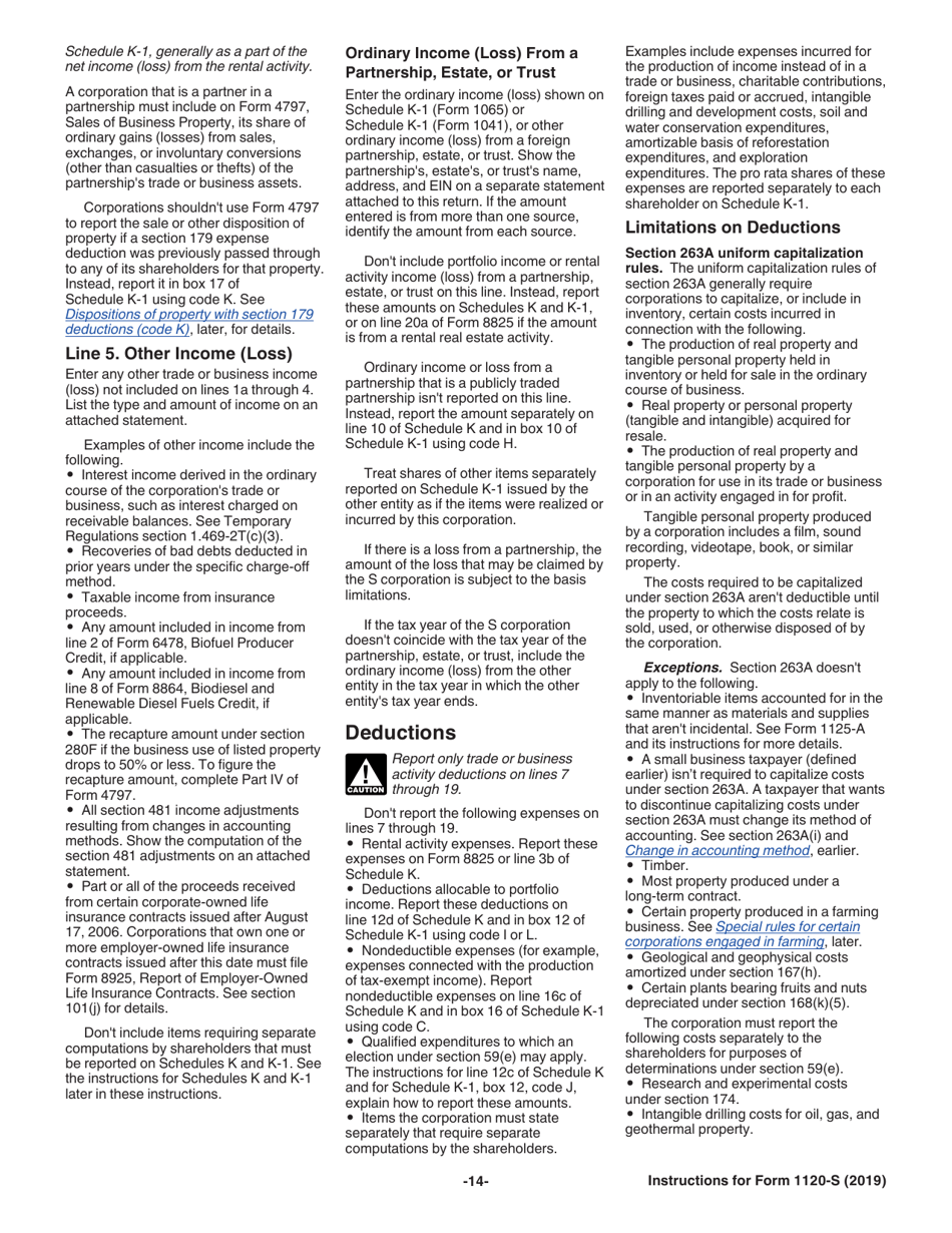 Instructions for IRS Form 1120-S U.S. Income Tax Return for an S Corporation, Page 14